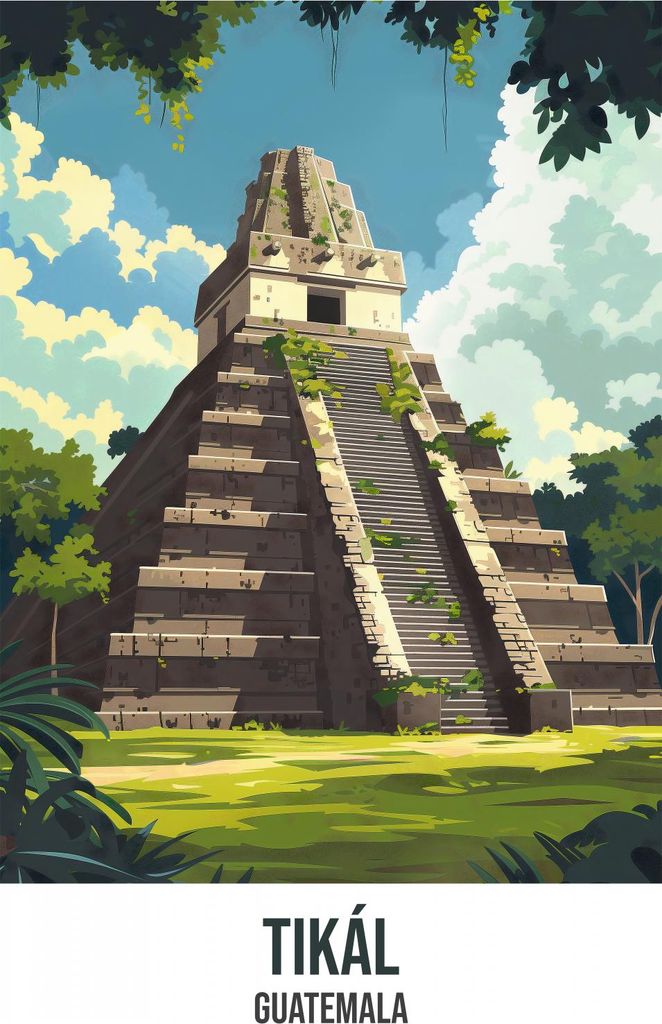 Plakat 29,7x42cm Tikál, Guatemala