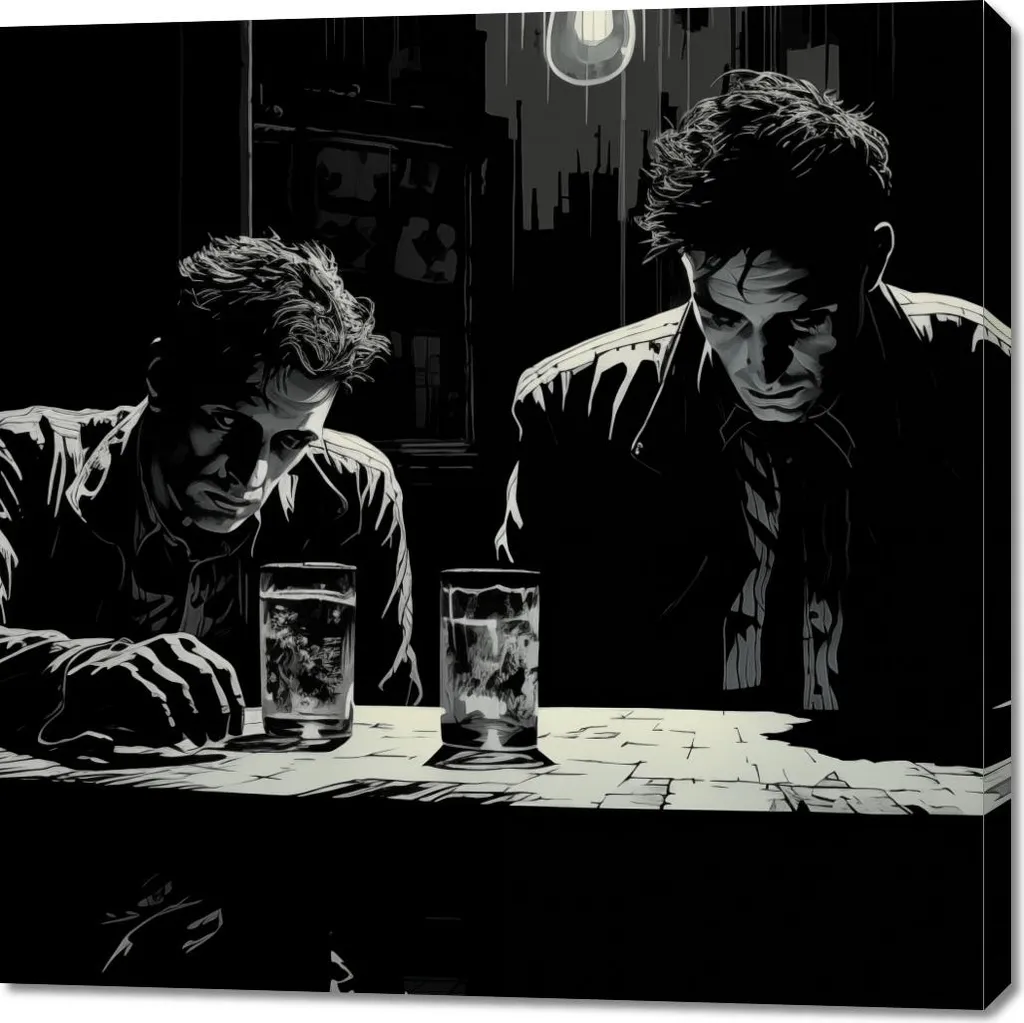 Tableau moderne Les conspirateurs 100x100 - Finition mate haute qualité