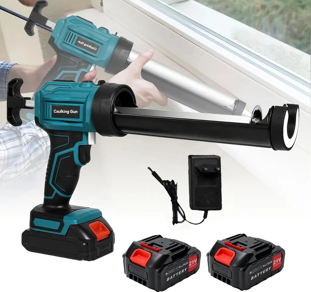 Pistola elettrica per cartucce - Alimentazione a batteria - 2 batterie 1,3 Ah Li-Ion - Regolazione della velocità a 4 livelli - Motore senza spazzole - Antigoccia - Grigio