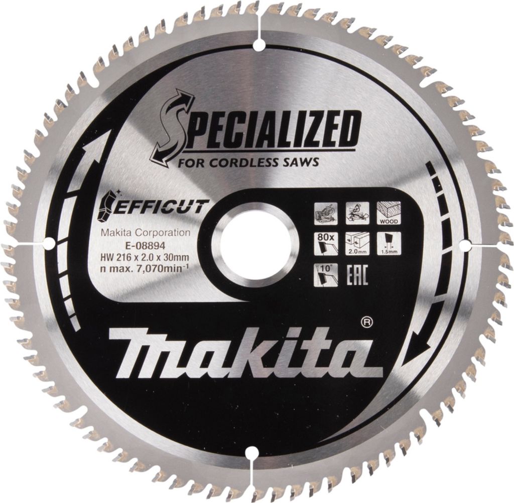 Makita EFFICUT Kapp- und Gehrungssägen 216 x 30 mm - 80 Zähne