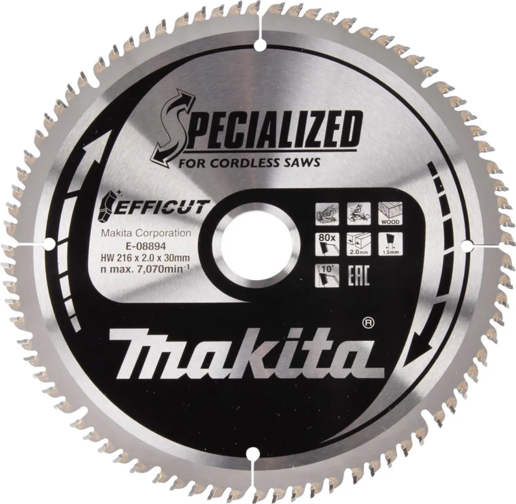 Lame de scie circulaire 216mm Makita pour coupes d'onglets nettes