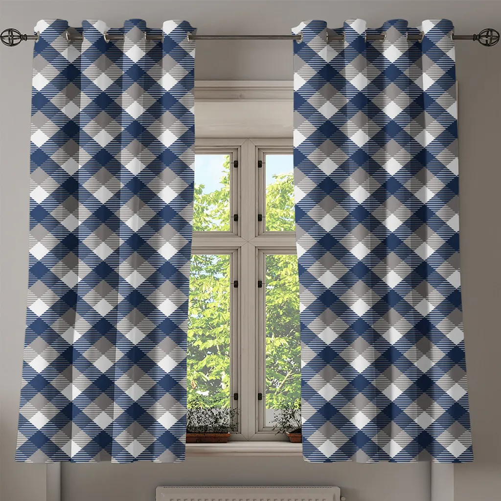 ABAKUHAUS Tenda con occhielli geometrica, motivo a strisce verticali color lavanda, design classico geometrico, tende decorative