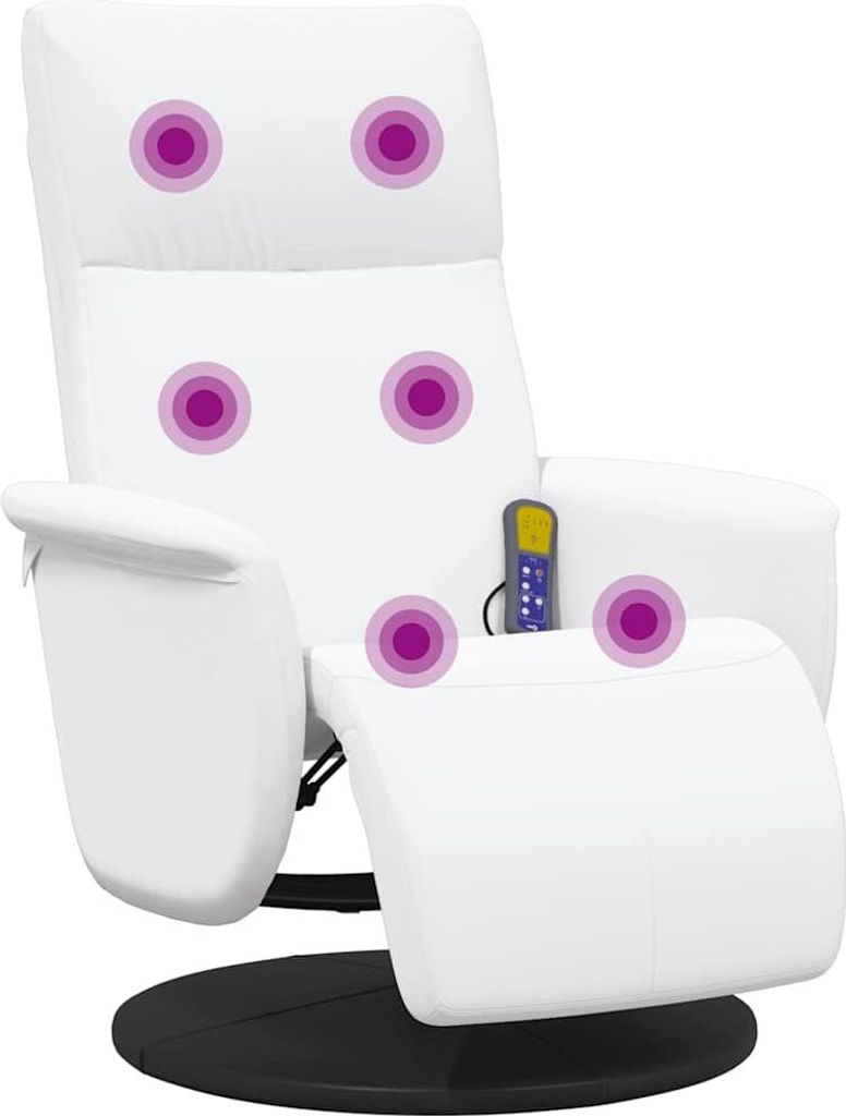 vidaXL Massagesessel mit Fußteil Weiß Kunstleder