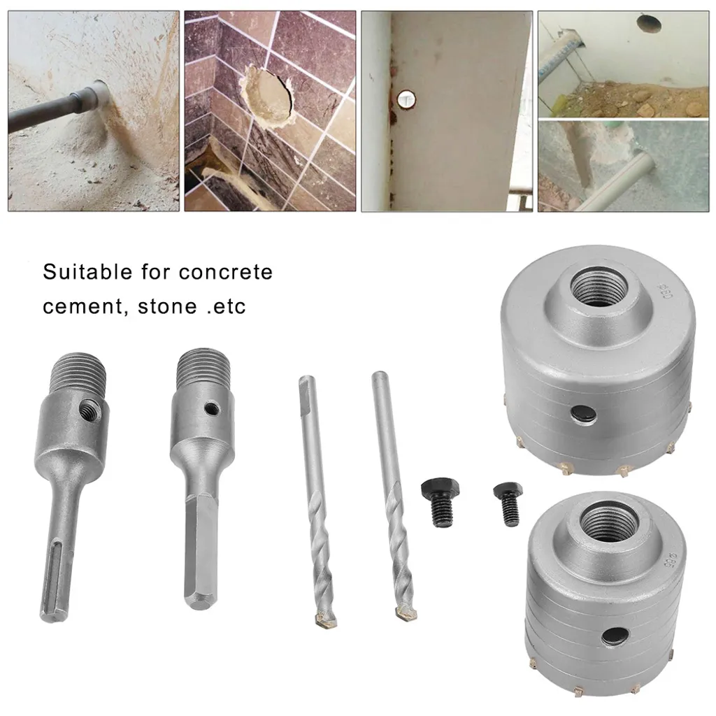 Trépan Béton 80mm avec Adaptateur SDS Plus pour Perforation de Mur