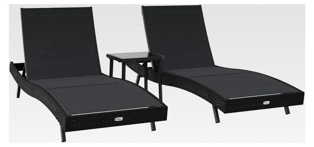 Verstellbare Sonnenliegen mit Tisch - Gartenmöbel Set