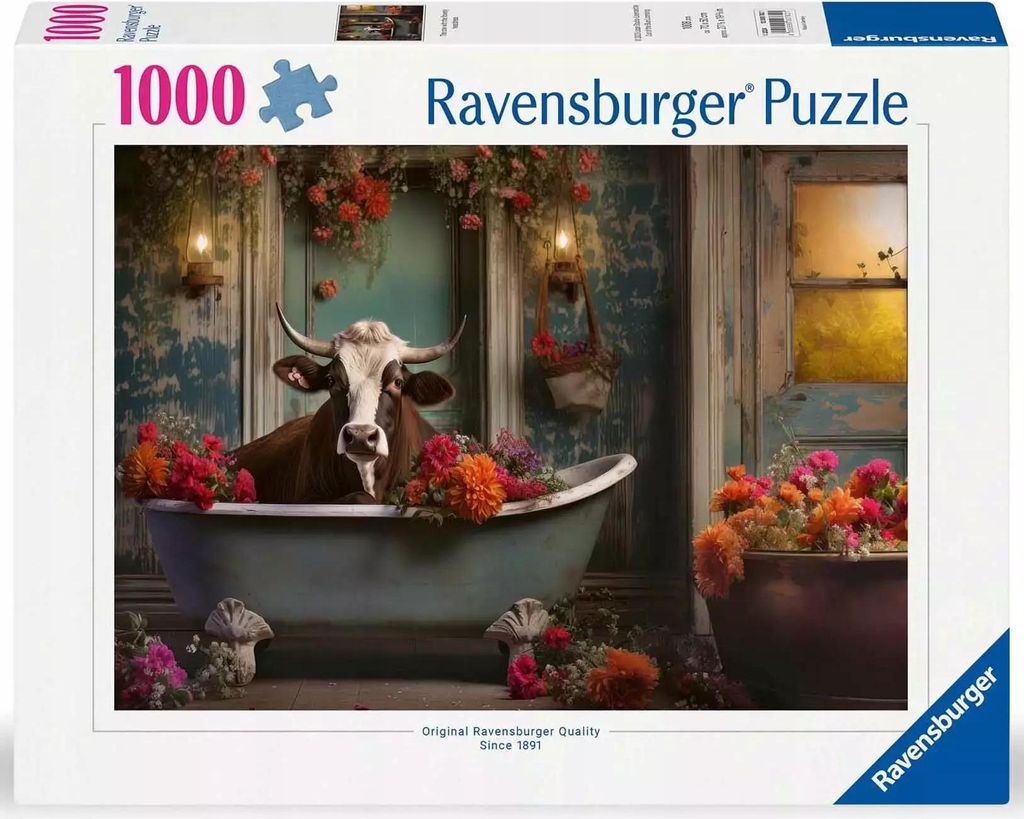 Ravensburger Legpuzzel La vache dans la baignoire, 1000st. Image du produit 
