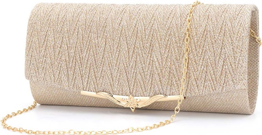 Damen Clutch, Glitzer Abendtasche Umhängetasche Handtasche mit Abnehmbarer Kette Elegante Envelope Tasche für Abschlussball, Hochzeit, Party