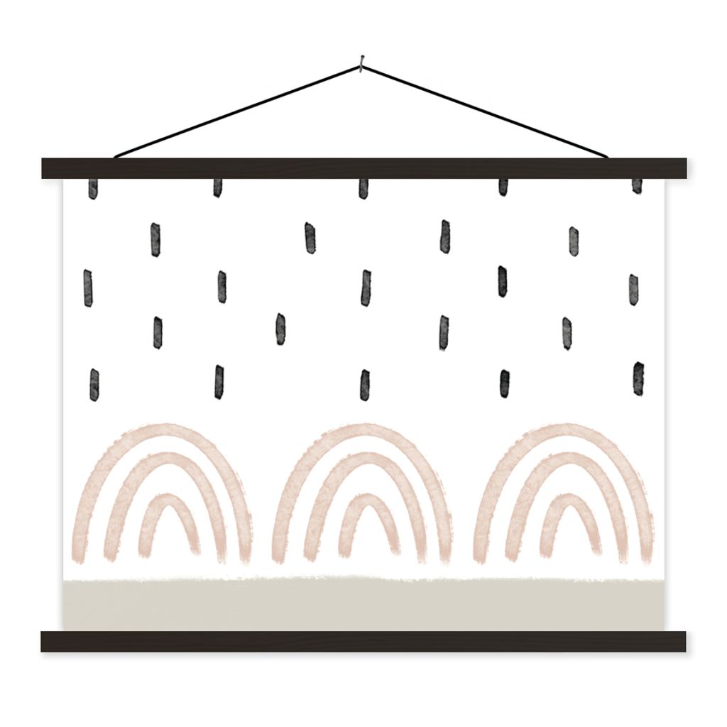 MuchoWow Textilposter Regenbogen - Pastell - Regen 150x113 cm mit holzfarbenen Rahmen - Poster