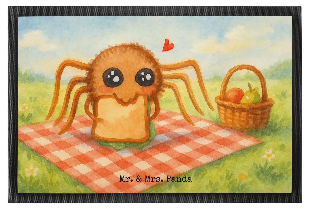 Mr. & Mrs. Panda Schmutzmatte Spinne Agathe Sandwich Design 60 x 90 cm - Weiß - Geschenk, Fussmatte, Schuhabstreifer, Lebensfreude, Alles Wird gut...