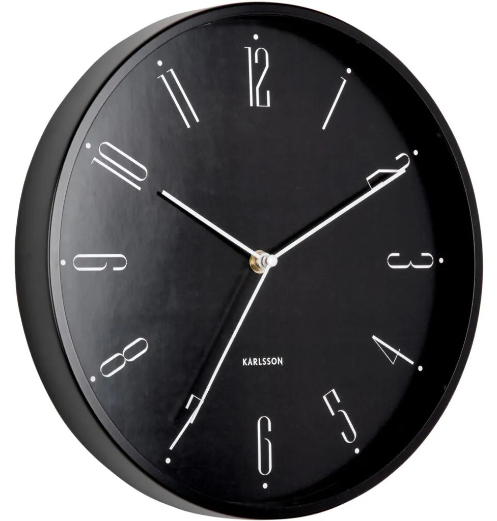 Horloge murale design KA5988BK Karlsson noire élégante pour salon chic