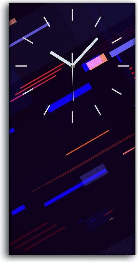 Dekor Leinwand Uhr Wandbild 30x60 Neonstreifen und Linien Futuristisch - weiße Hände