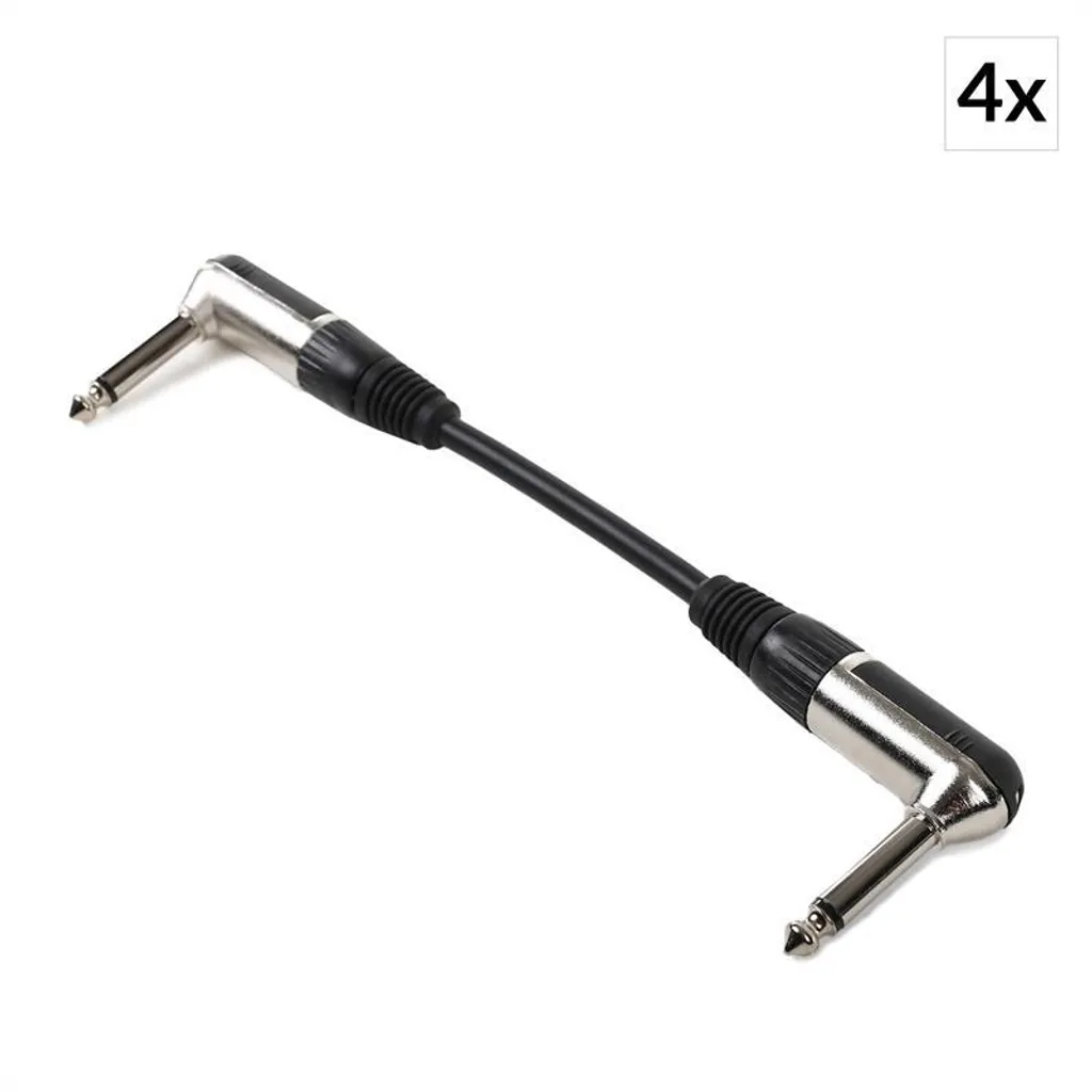 4x Câble de Patch Jack 6,35mm FrontStage 15cm Coudé pour Pédalier