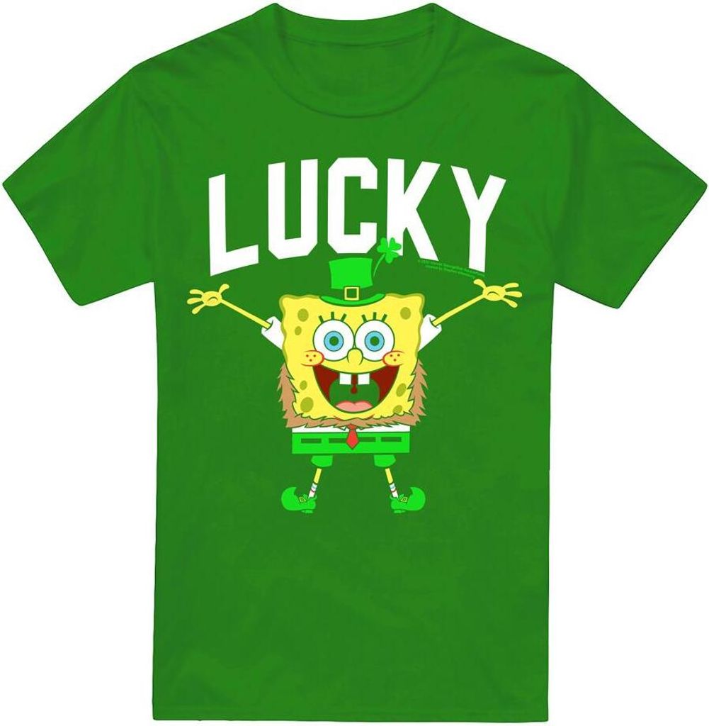 SpongeBob SquarePants - "Lucky Bob" T-Shirt für Herren - St Patricks-Tag TV6377 (L) (Irisches Grün)