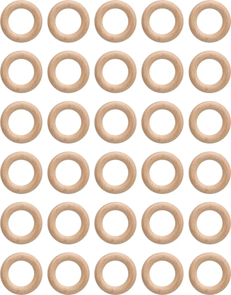 Anneaux Macramé en Bois de Hêtre 5 cm - 30 Pièces pour Suspensions DIY