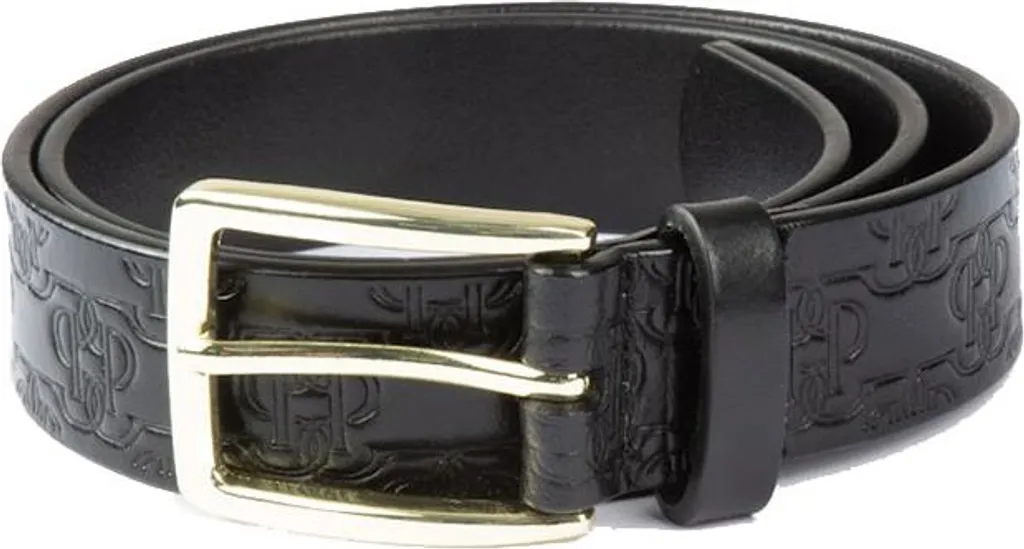 Ps of Sweden Monogram Leather Belt Noir 70 cm - Ceinture en Cuir Luxe