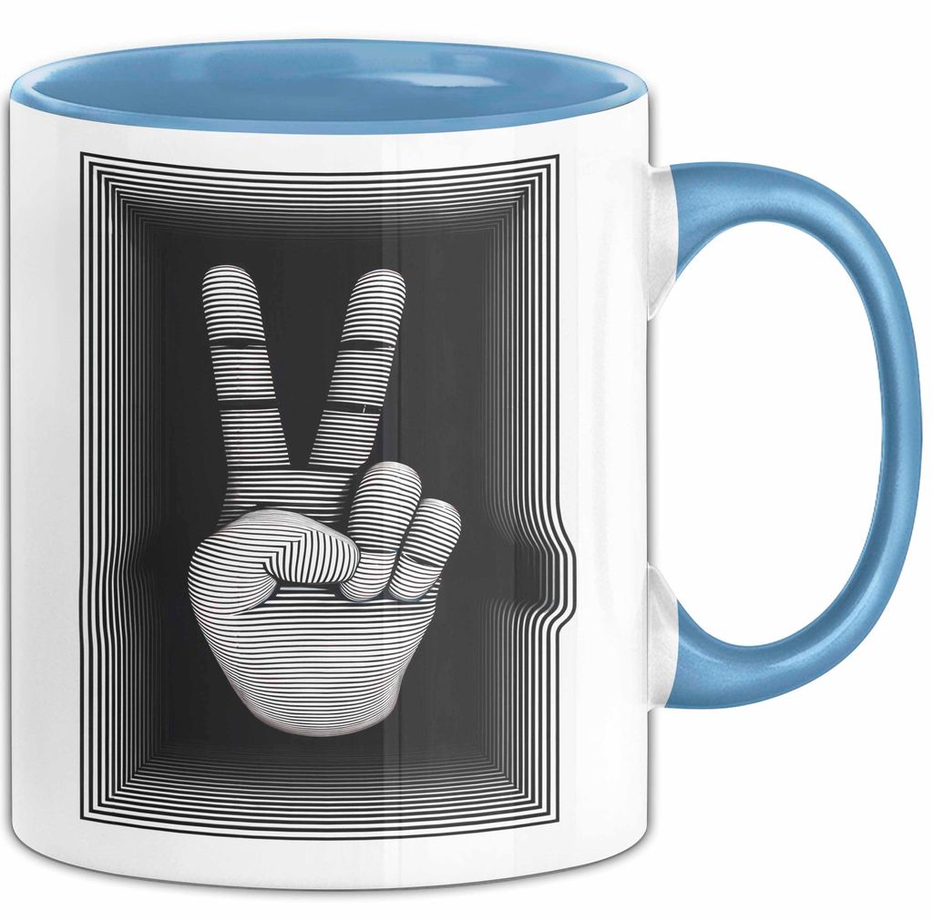 Friedenszeichen Tasse Geschenk Lustige Geschenkidee Spruch (Blau)