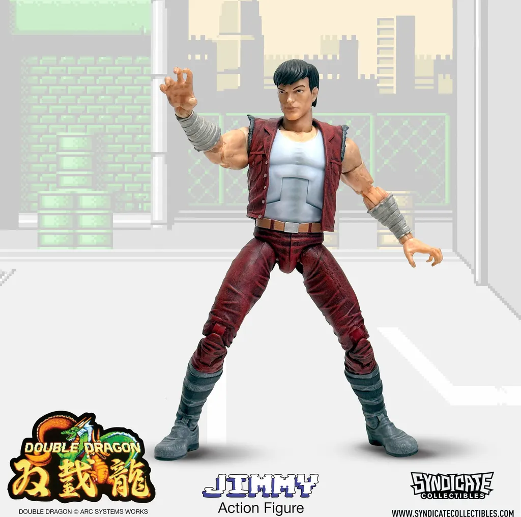 Figurine d'action articulée Jimmy Double Dragon 18 cm Style Retro