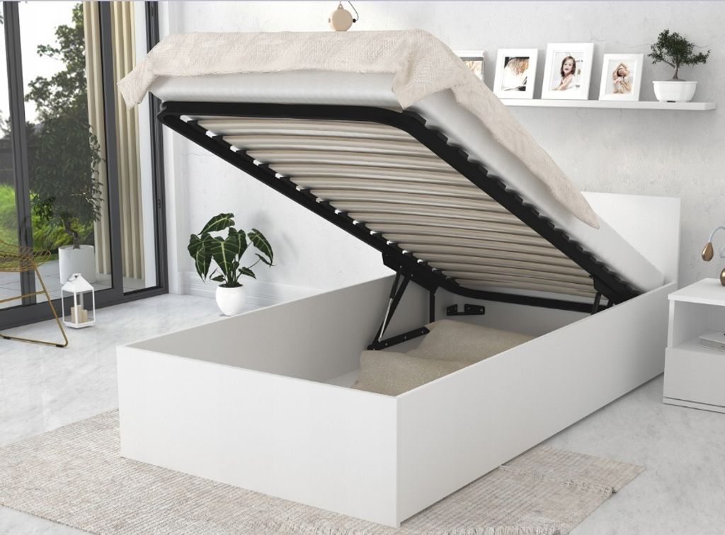 Bett KALYPSO M 90x200 Weiß modern Einzelbett Schlafzimmer Produktbild 