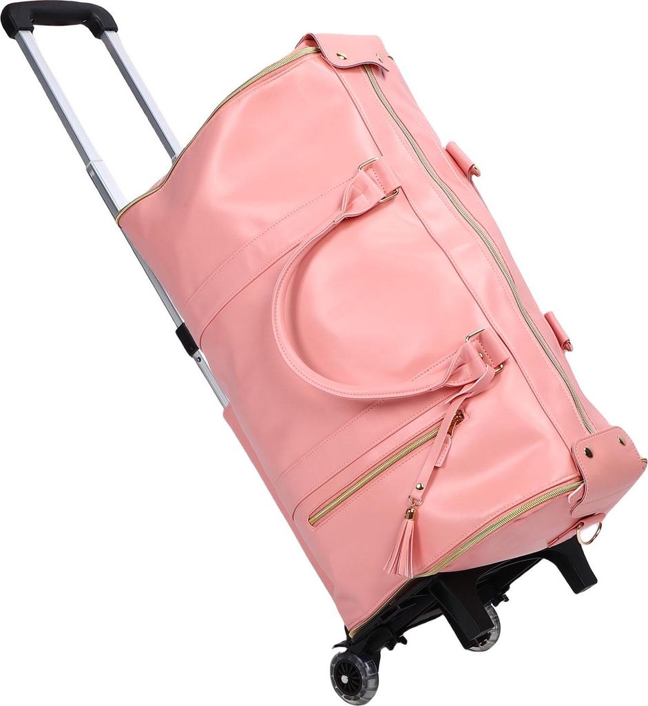Reisetasche große Kapazität weiches Leder Griff wasserdicht Kleidung Aufbewahrungstasche mit abnehmbarem Griff 40L Rosy