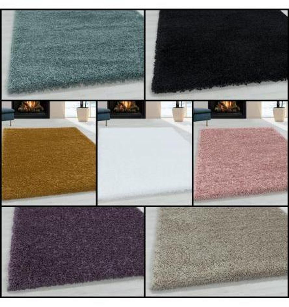 Hochfloriger Teppich für Wohn-/Schlafzimmer, schlichtes Design, weich und flauschig, 30 mm dick, modernes Interieur 160 cm rund Weiß
