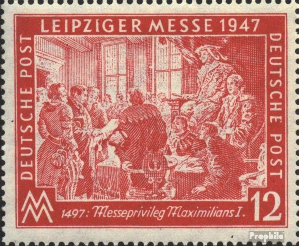 Briefmarken Alliierte Bes.-Gem.Ausg. 1947 Mi 965III, gebrochener Wandrahmen (Feld 3) postfrisch Leipziger Messe