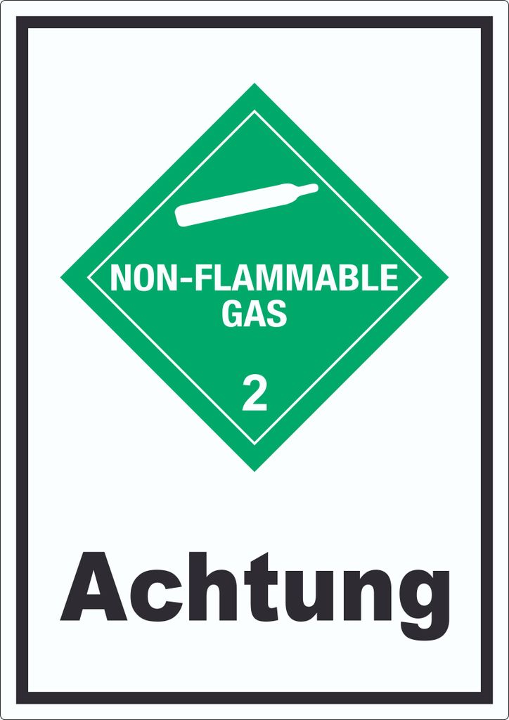 Aufkleber nicht entzündliches Gas Achtung non-flammable A9 (37x52mm)