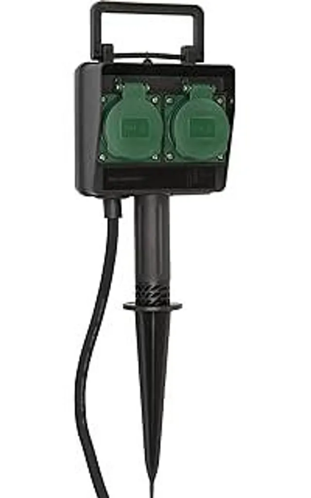 Presa da Giardino Brennenstuhl 2 Vie con Picchetto IP44 1.4m Nero