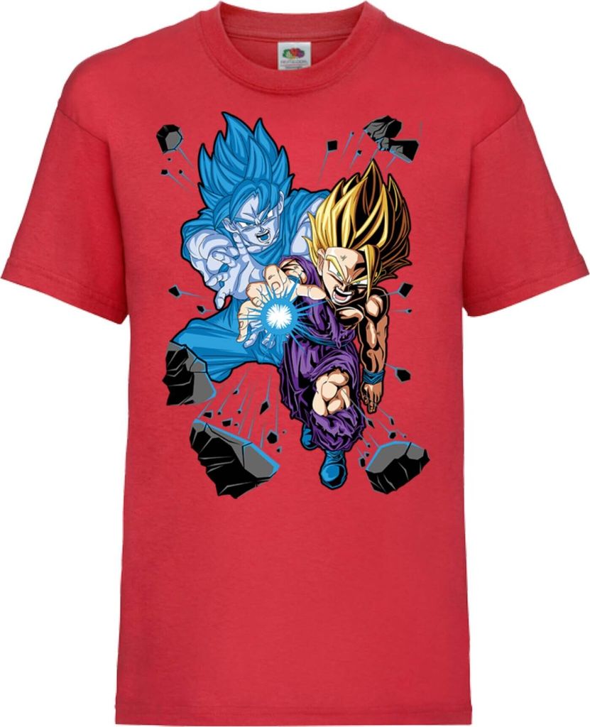 Kinder T-Shirt Dragon Anime Manga Ball Z Gohan X Goku, 3-4 Jahr - 104 / Rot