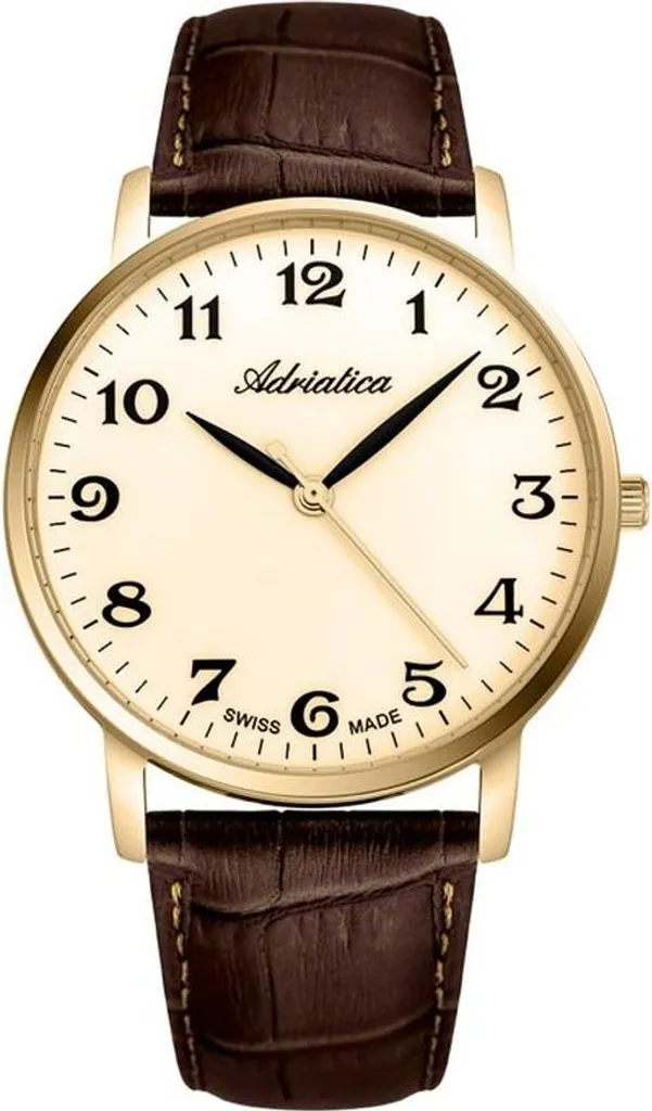 Montre Adriatica A1287.1221QN Classic pour Homme - Quartz Doré et Cuir