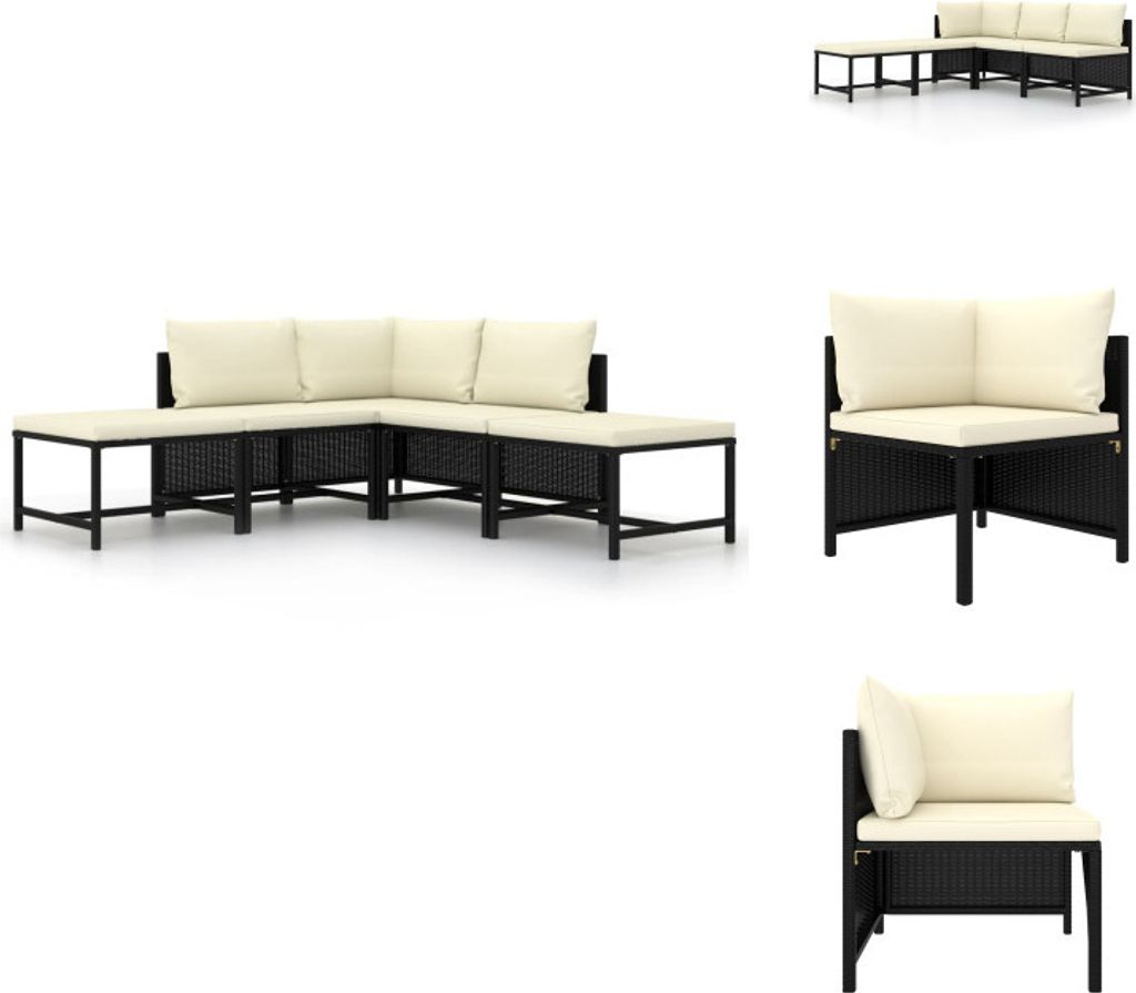 vidaXL 5-częściowa sofa ogrodowa z poduszkami z czarnego Zdjęcie produktu 