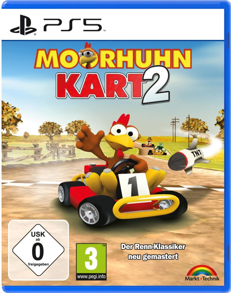 The cover art for the video game Moorhuhn Kart 2 for PS5.
