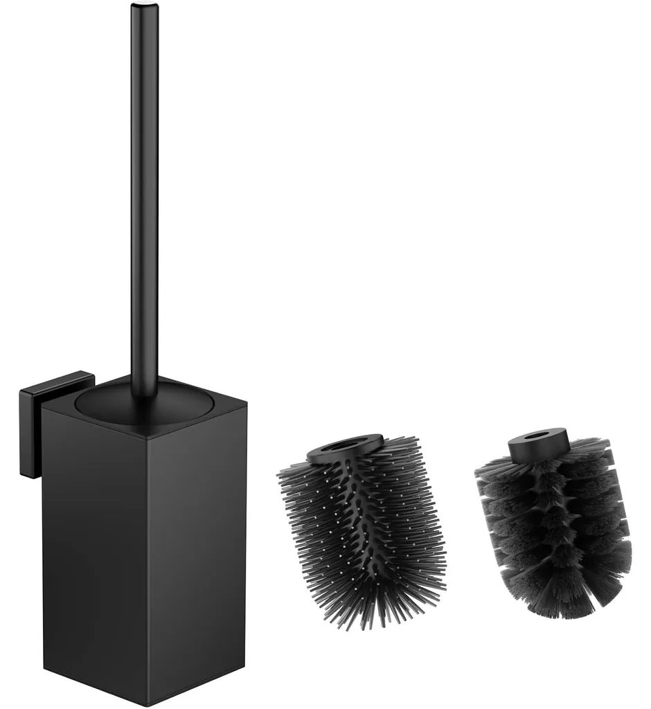 Brosse de toilettes suspendue pour gain de place, inox noir et silicone