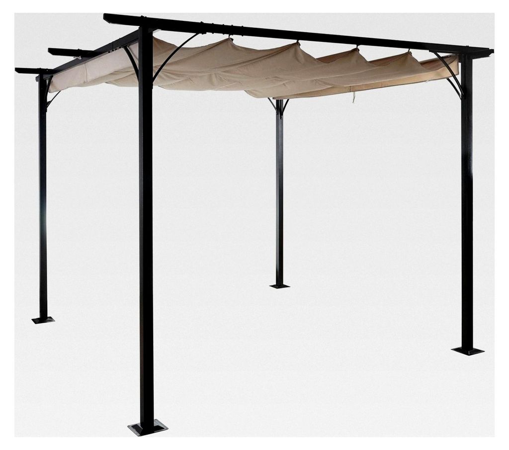 Pergola Gartenpavillon mit stabilem 6cm-Gestell und Schiebedach - 3x3m Creme