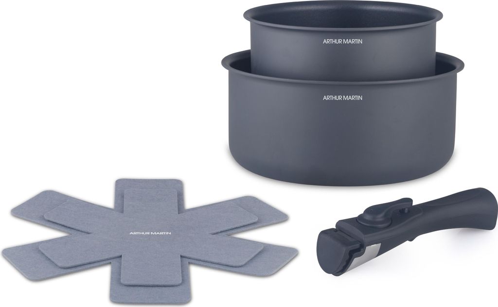2er-Set Stielkasserollen - Geeignet für alle Herdarten, inklusive Induktion - ARTHUR MARTIN - AM2984 - Antihaftbeschichtung - Ø 16-20 cm + abnehm...