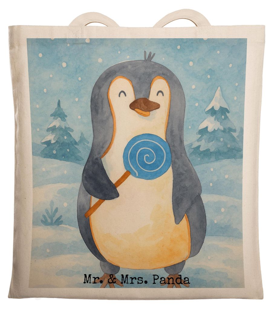Mr. & Mrs. Panda Shopping Tasche Pinguin Lolli Design - Weiß - Geschenk, Süßigkeiten, Schultasche, Spruch, Laptoptasche, Uni, Heißhunger, Juteb...