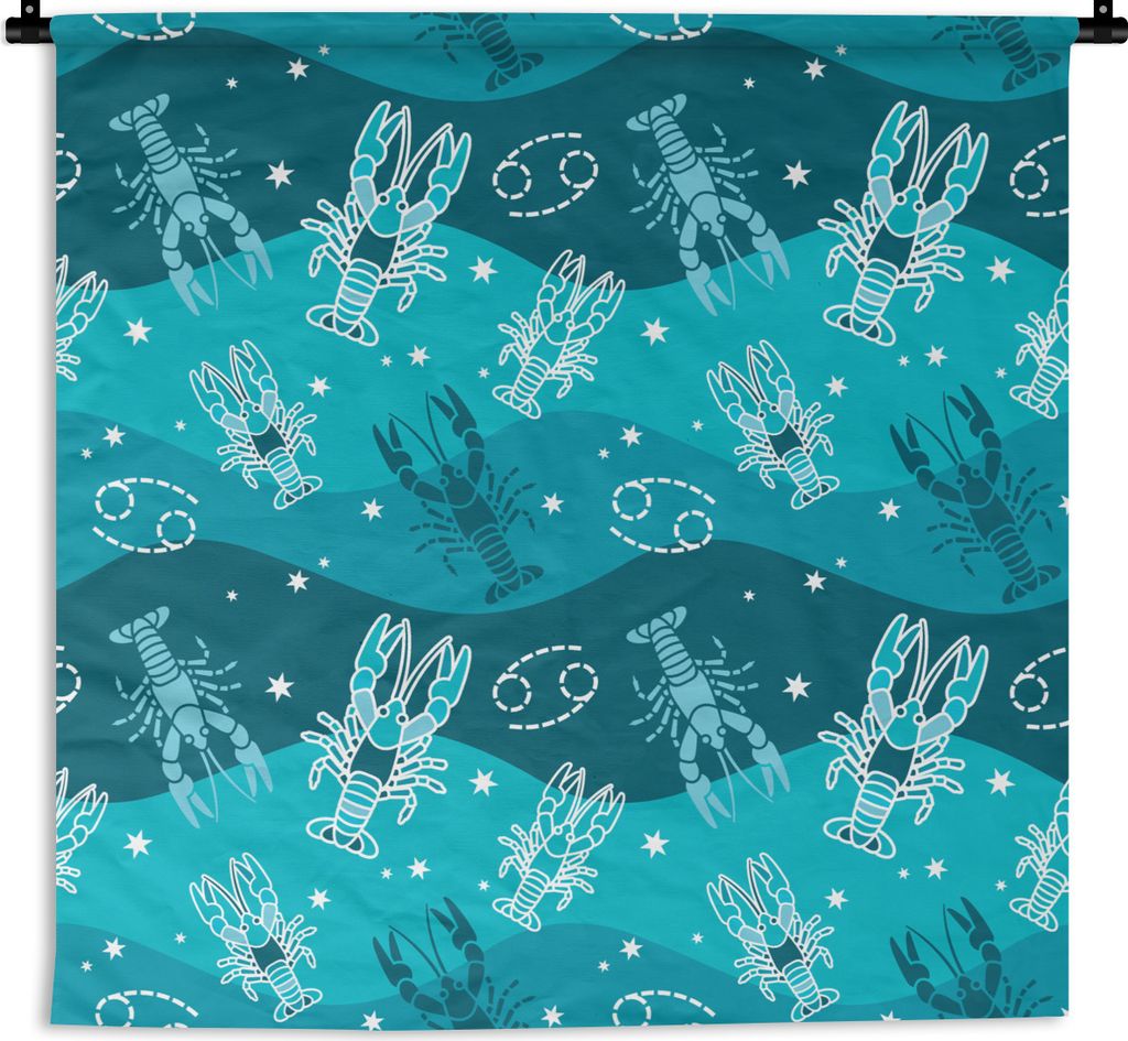 MuchoWow Wandteppich Wandbehang Tierkreiszeichen - Krebs - Design 150x150 cm Tapisserie Dekoration Wandtuch - Wohnaccessoires - Modernes