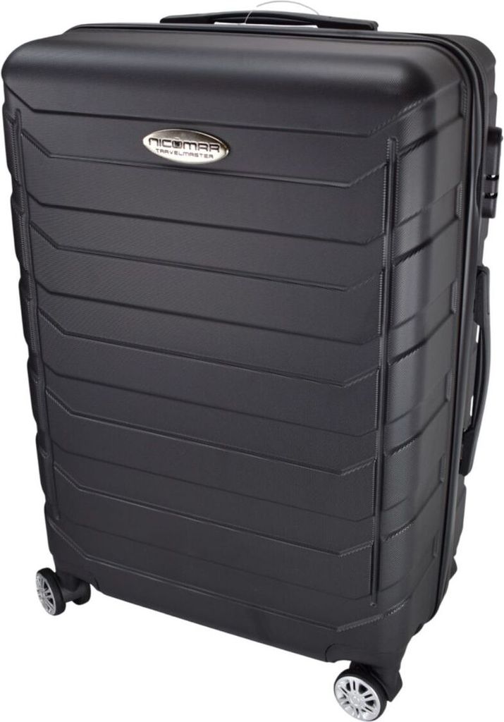 Hartschalenkoffer Kunststoff Reisekoffer Trolley mit Rollen 360° drehbar, Koffer (Typ):Schwarz - 64 x 44 x 27 cm