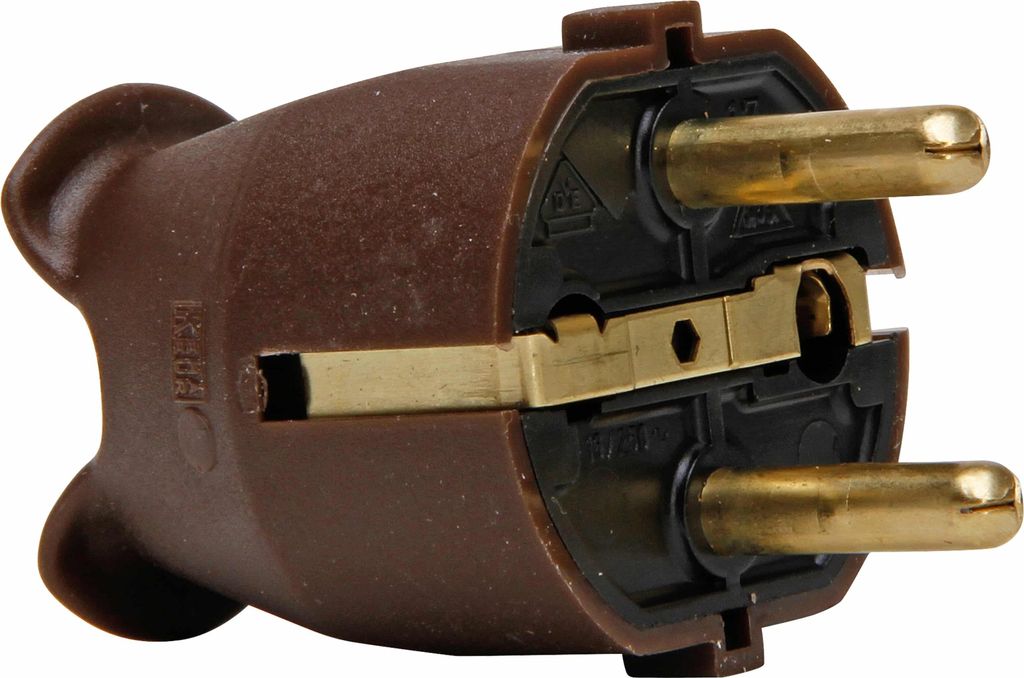 Kopp IP20 Stecker diverse (Winkelstecker) Kupplung, Kabelquerschnitt 3x1,5mm² Stecker braun