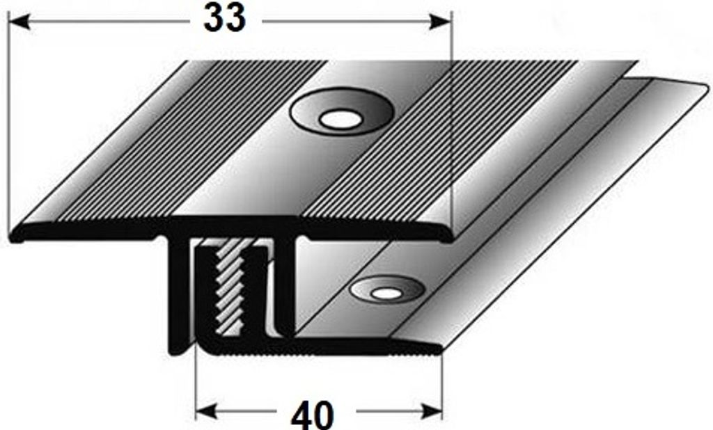 PROVISTON | Übergangsprofil | Aluminium eloxiert | Silber | Breite 33 mm | Höhe 7 - 15 mm | Länge 1000 mm | Gebohrt | Übergangsschiene | Überg...
