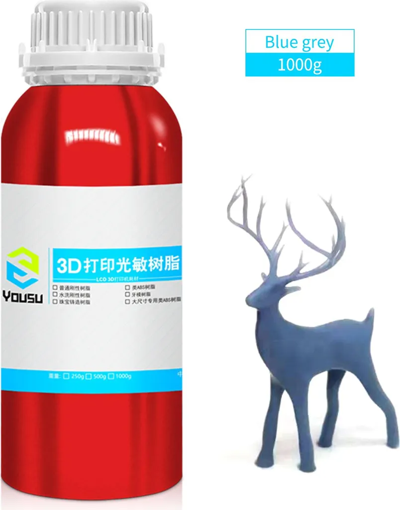 Résine 3D Haute Dureté 95D YouSu Gris 1kg avec Bouteille Aluminium Pro