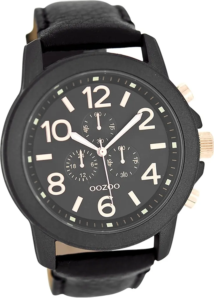 Oozoo orologio in pelle da uomo opaco analogico al quarzo braccialato nero Timepieces D2UOC6064A