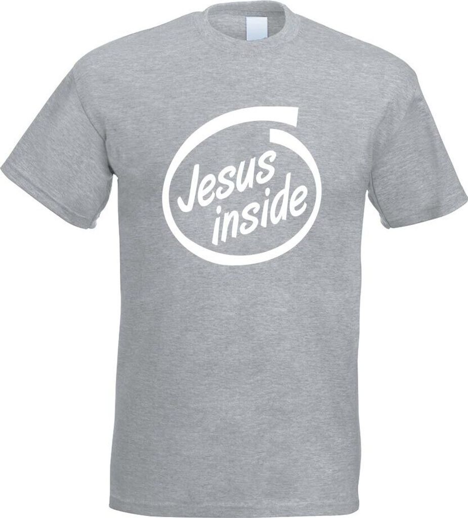 Kiwistar - T-Shirt - Graumeliert - Jesus Inside Auto Motiv Bedruckt Funshirt Design Print - mit Motiv Bedruckt - Funshirt Design - Sport - Freizeit...