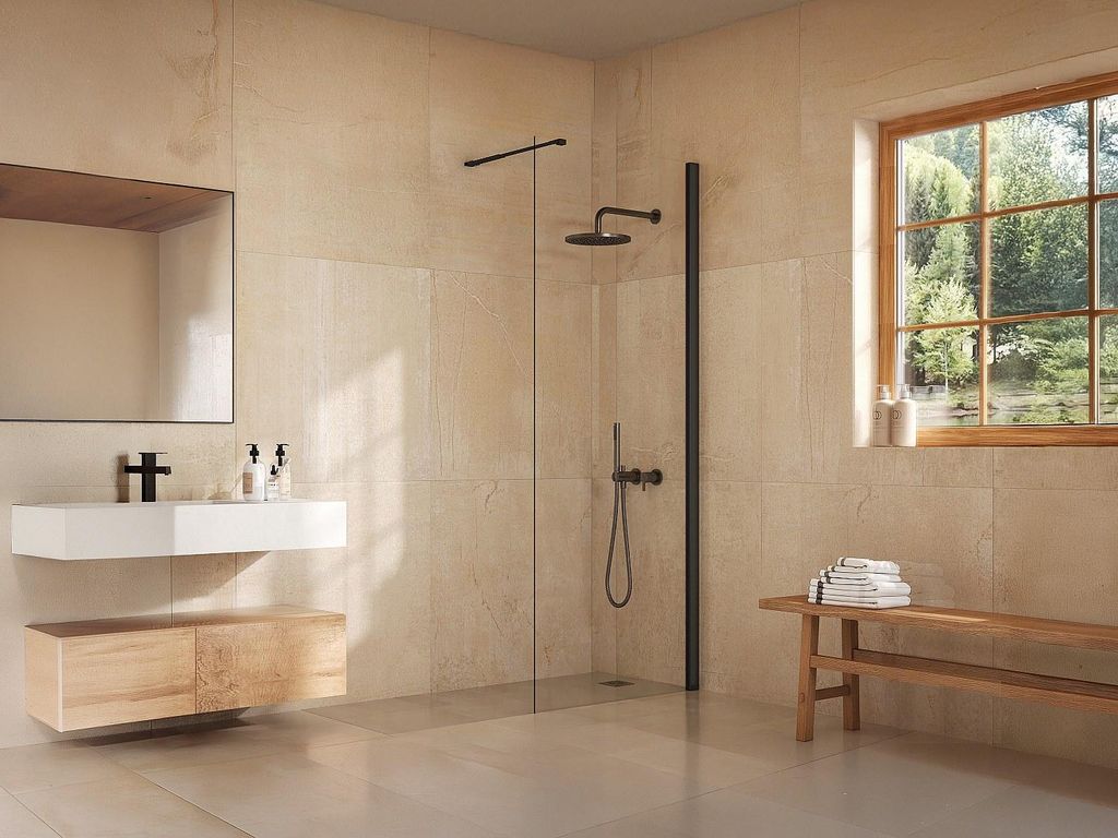 Duschtrennwand Seitenwand italienische Dusche – Schwarz matt – Glas 5 mm – 80 × 200 cm – DAREN