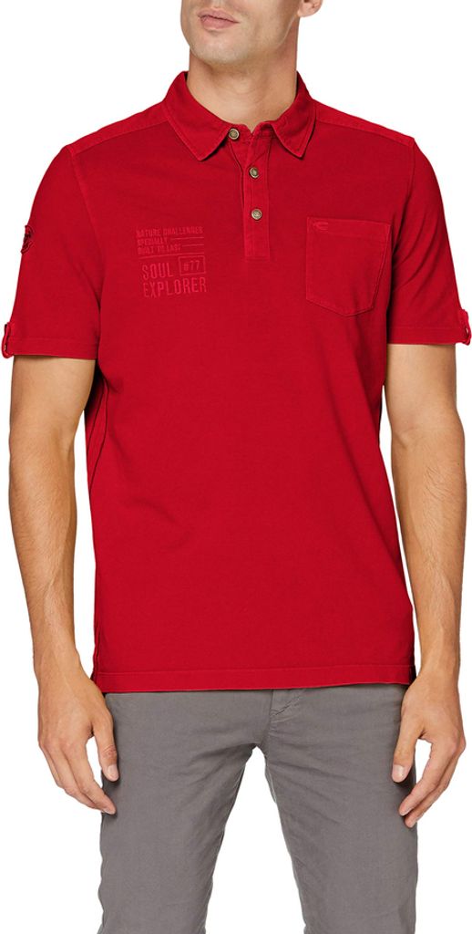 25060 Camel Active, , kurzarm Polohemd Poloshirt, Pique, red, M