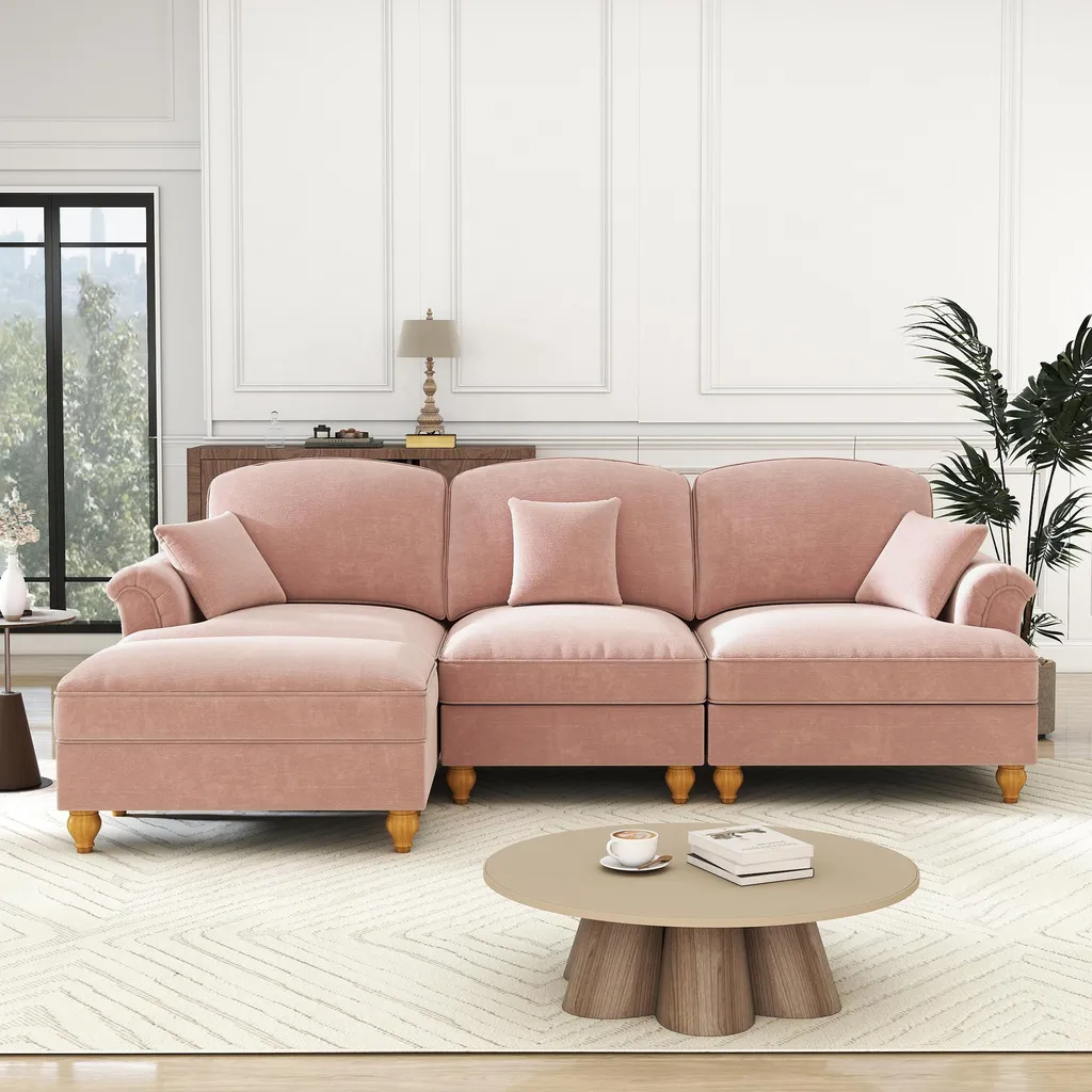 Canapé d'angle confortable en chenille pour optimiser votre coin salon - 2