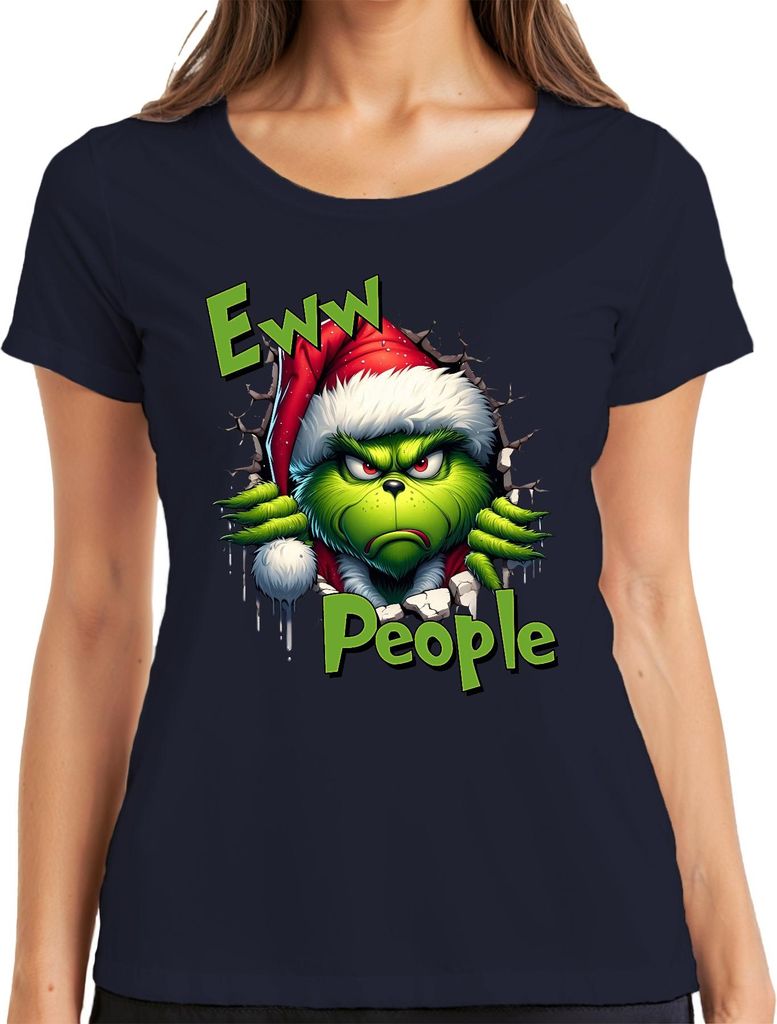 Eww People Grinch Weihnachtsmuffel grimmig lustig Geschenk Damen T-Shirt, Navy, S