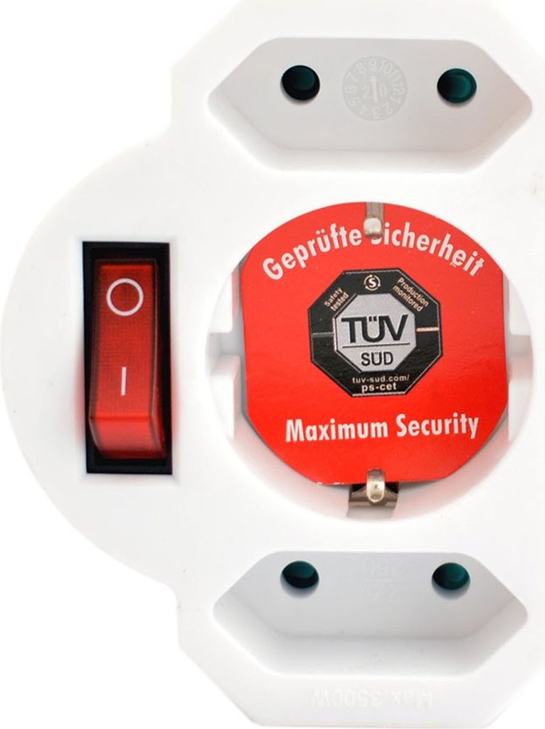 Steckdosenleiste 3-fach mit Schalter Mehrfachsteckdose Steckdose Euro Mehrfachstecker Wandstecker Steckdose Verteiler