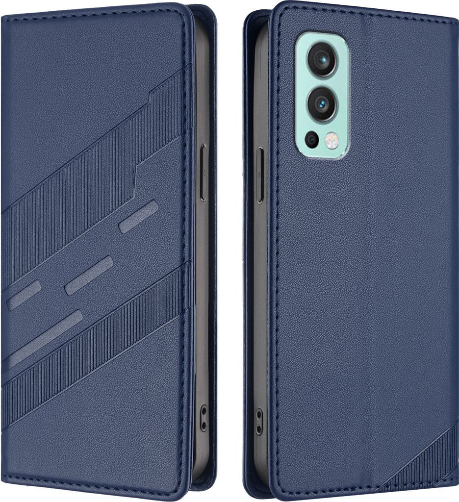Hülle für OnePlus Nord 2, Kunstleder Brieftaschen Handyhülle mit Kartenfach und Standfunktion Blau
