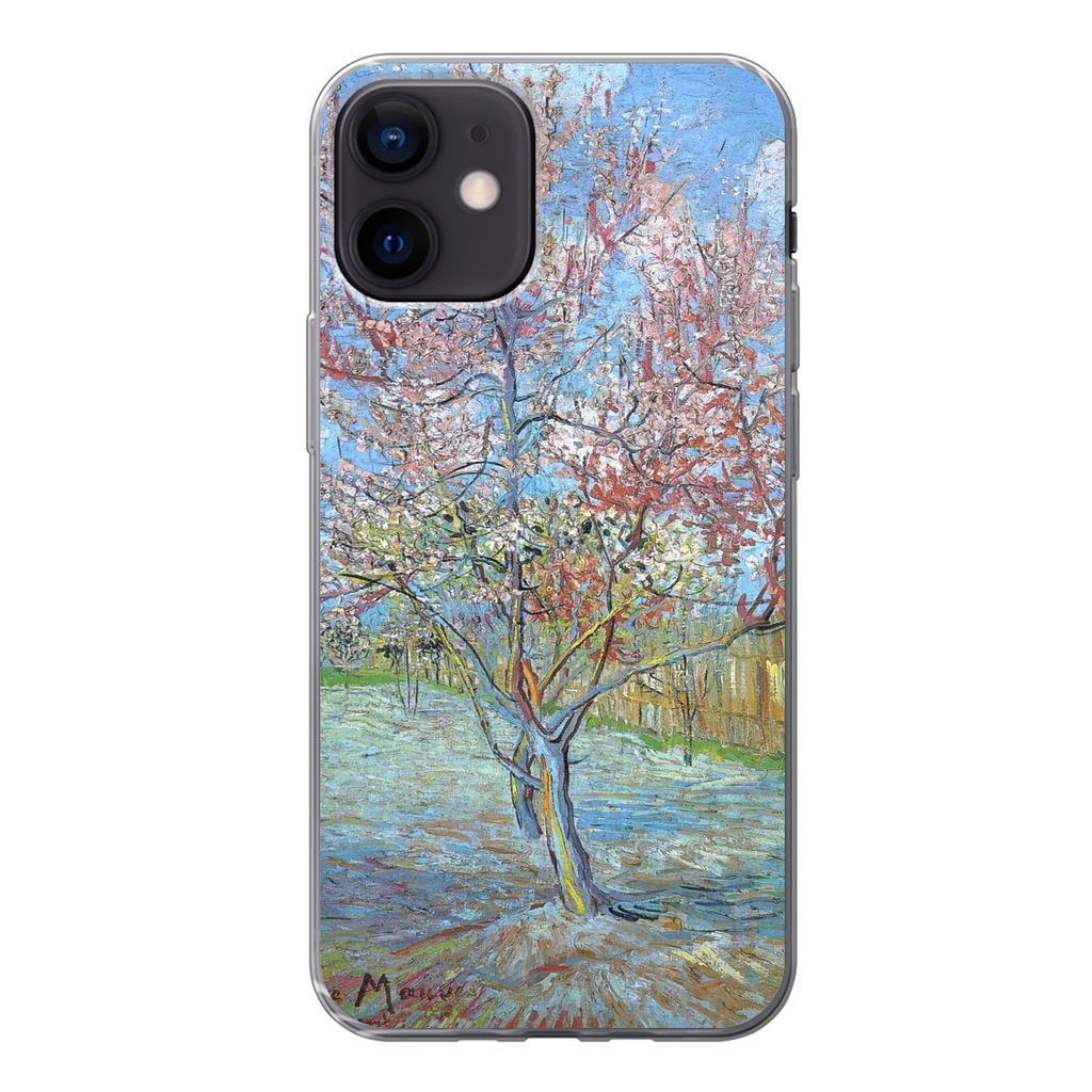MuchoWow Handyhülle Schutzhülle Hülle für iPhone 12 Der rosa Pfirsichbaum - Vincent van Gogh Silikon Softcase Handy Hülle - Schutzhülle