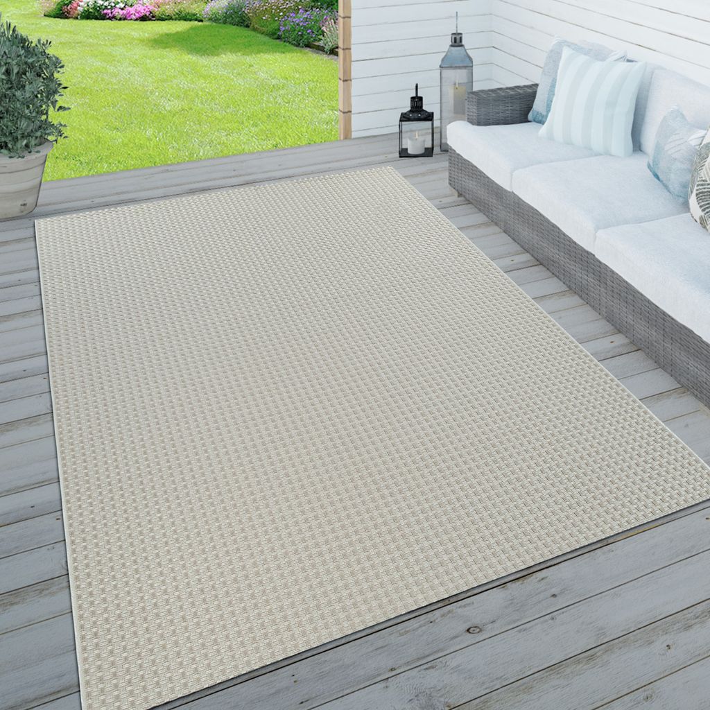 In- & Outdoor Teppich, Terrasse u. Balkon, Wetterfest Einfarbig m. Struktur Grösse 120x170 cm